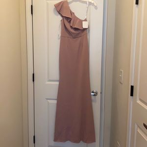 David’s Bridal Scuba One Shoulder Bridesmaid Dress